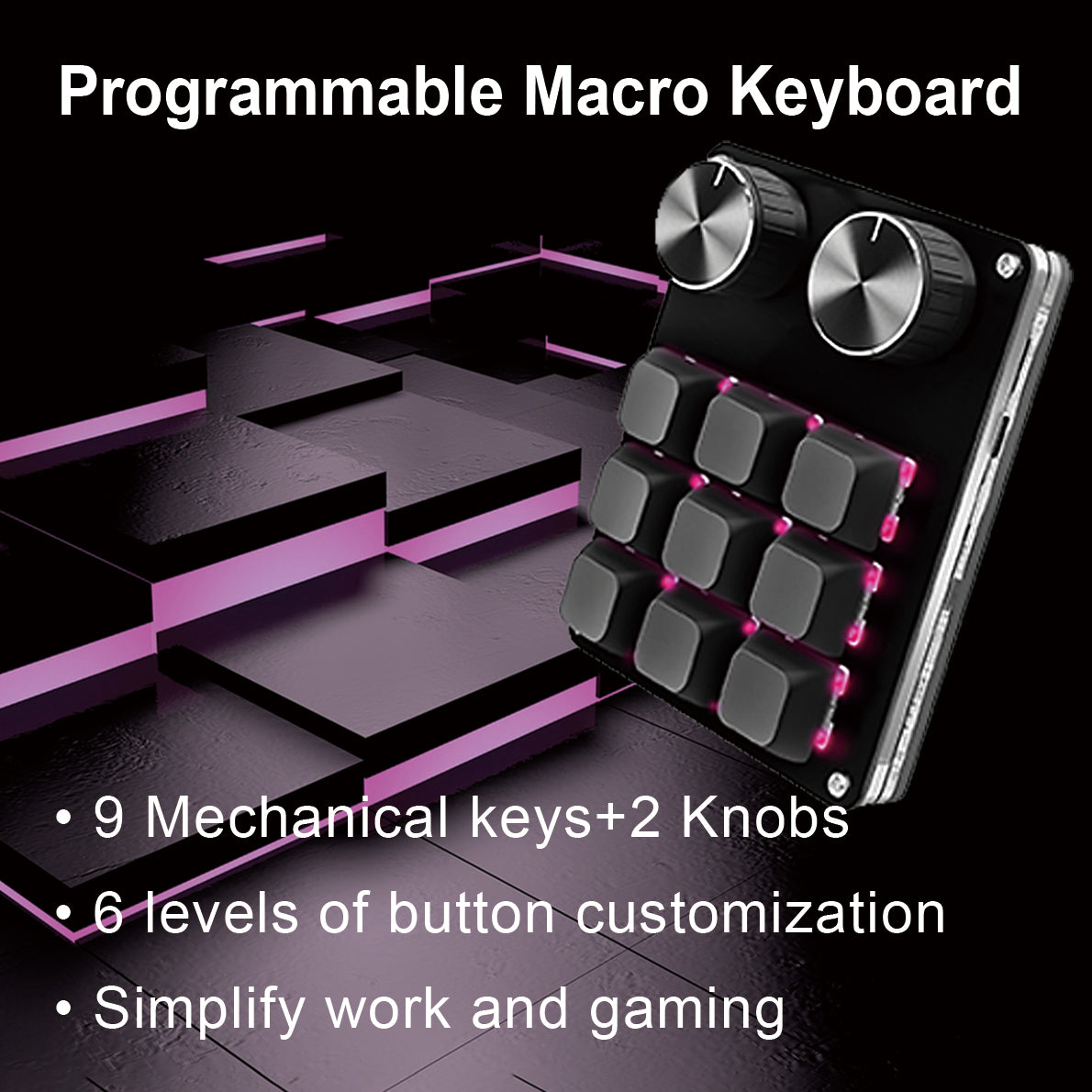 DIY macro keyboard, programmable, mini mechanical keyboard, 9 keys and 2 buttons customized